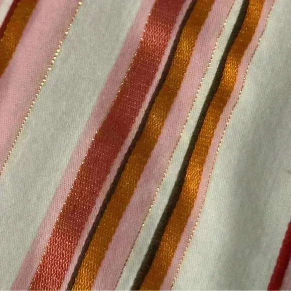Chicos Women’s 3 US XL Pink Gold Shimmer Striped Long Sleeve Button Down Top - Picture 5 of 15
